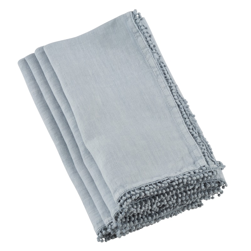 Table Napkins With Pom Pom Design (Set of 4) - 20"x20"