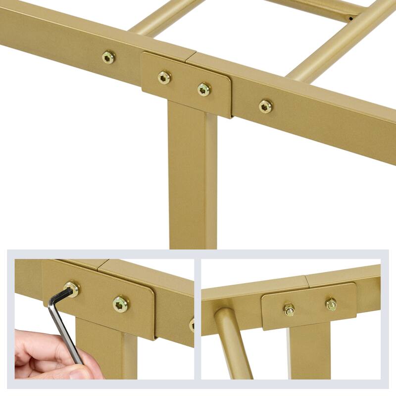 Yaheetech Minimalist Metal Platform Bed Frame with Spindle Headboard and Footboard