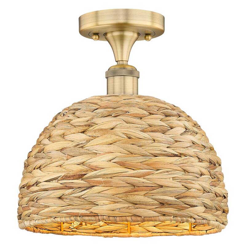Innovations Lighting Endless Possibilities Edison - Woven Rattan - 1 Light 12" Semi-Flush Mount