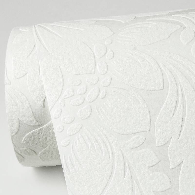 Brewster Jan White Damask Paintable Wallpaper - 396in x 20.9in x 0.025in