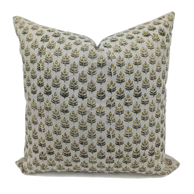 Fabdivine Linen Farmhouse Block print pillow Cover - Pillow Covers - 22" x 20"