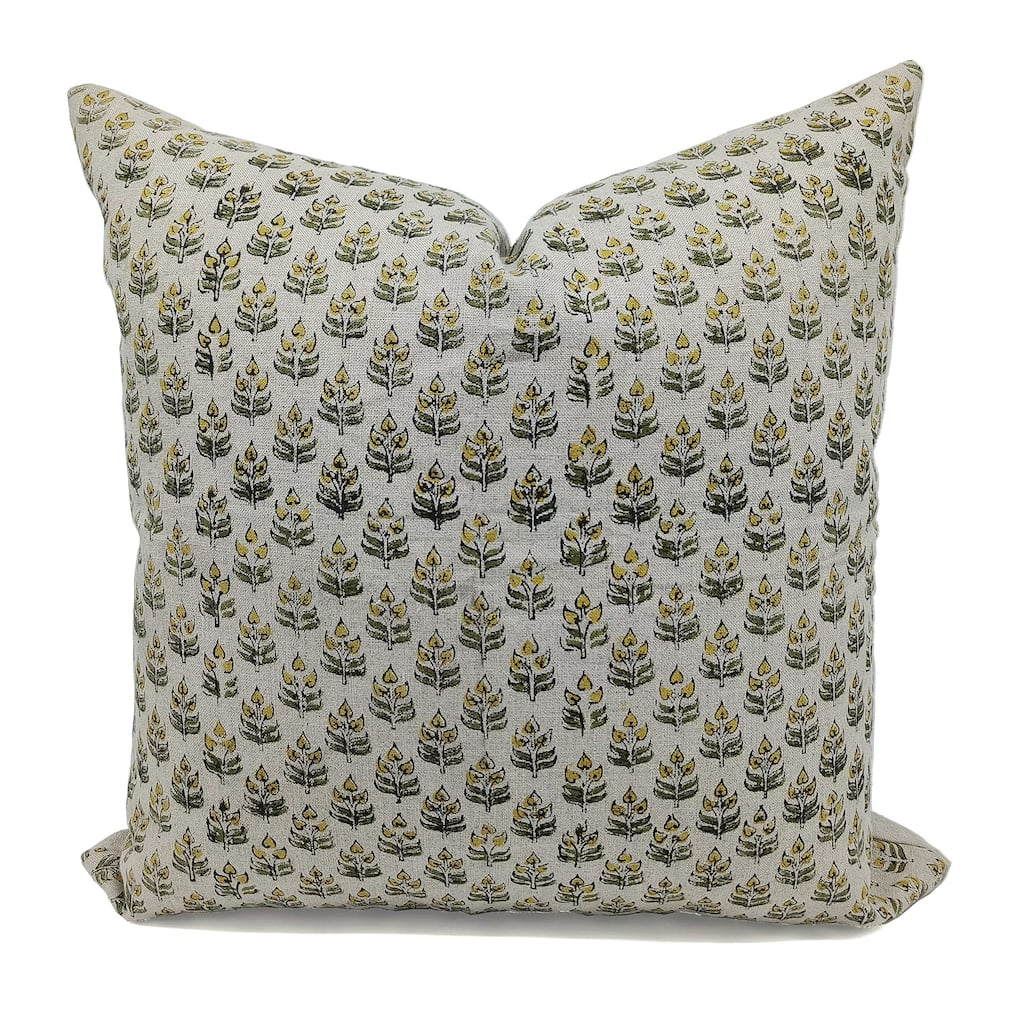 Fabdivine Linen Farmhouse Block print pillow Cover