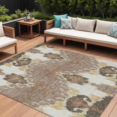 HomeRoots Ikat Transitional Rectangle Outdoor Rug