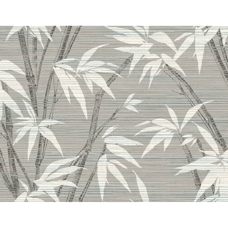Seabrook Designs Bamboo Tropics Unpasted Wallpaper - 27 in. W x 27 ft. L - Alloy Grey