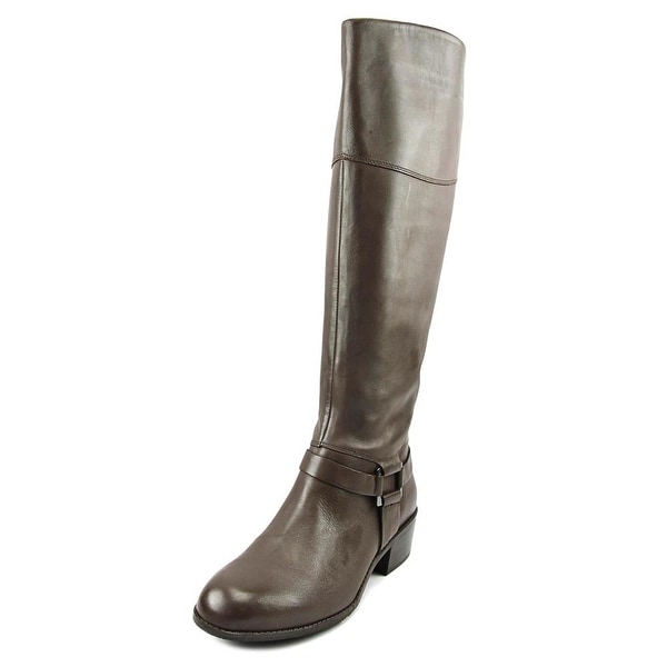 Alfani Biliee Women Round Toe Leather Brown Knee High Boot