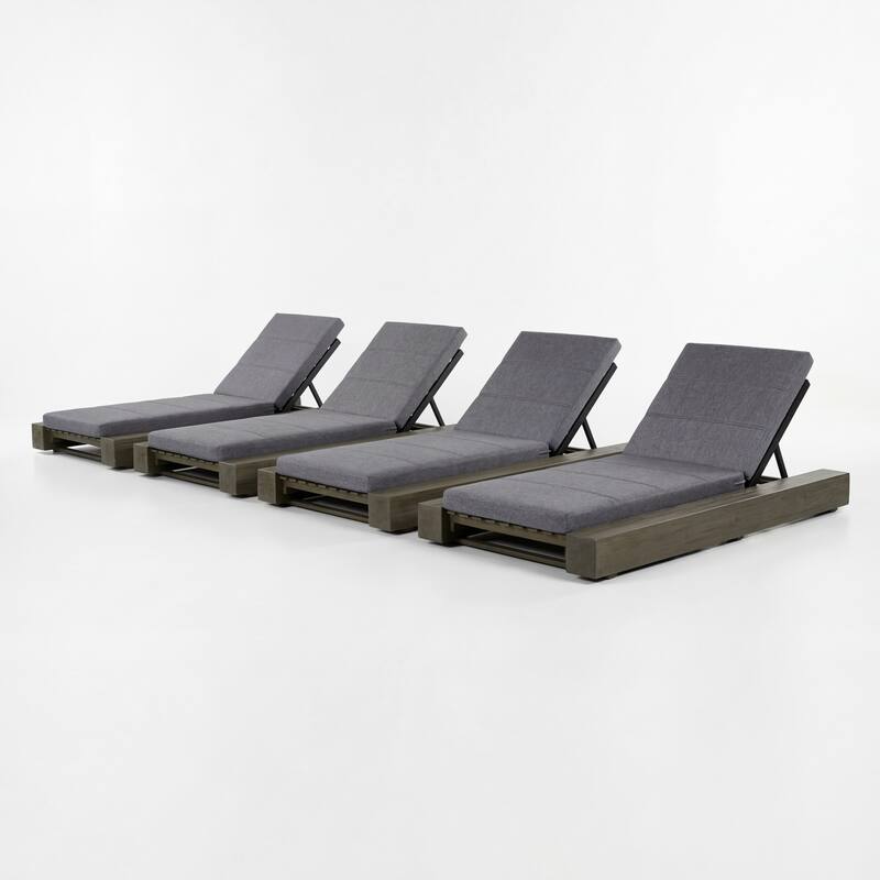 Christopher Knight Home - Amedea Outdoor Acacia Wood Chaise Lounge with Adjustable Backrest & Water-Resistant Cushion