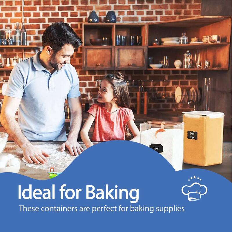 Food Storage Containers - Pantry Organization and Storage Great for Flour,Baking Supplies Airtight Kitchen Bulk Food Canisters