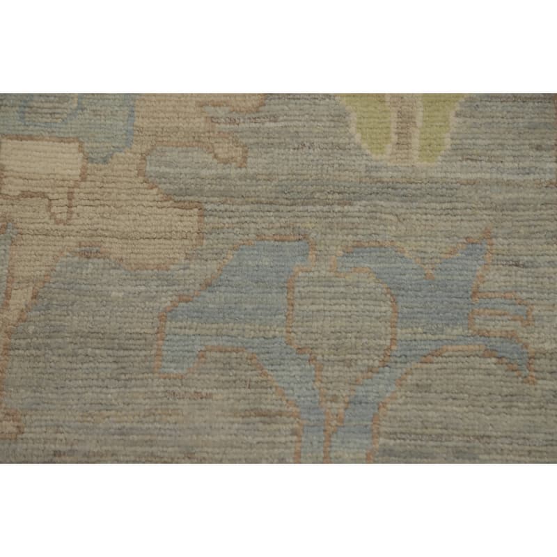Vegetable Dye Wool Oushak Turkish Area Rug, Floral Geometric Carpet - 12' 0'' X 8' 10''