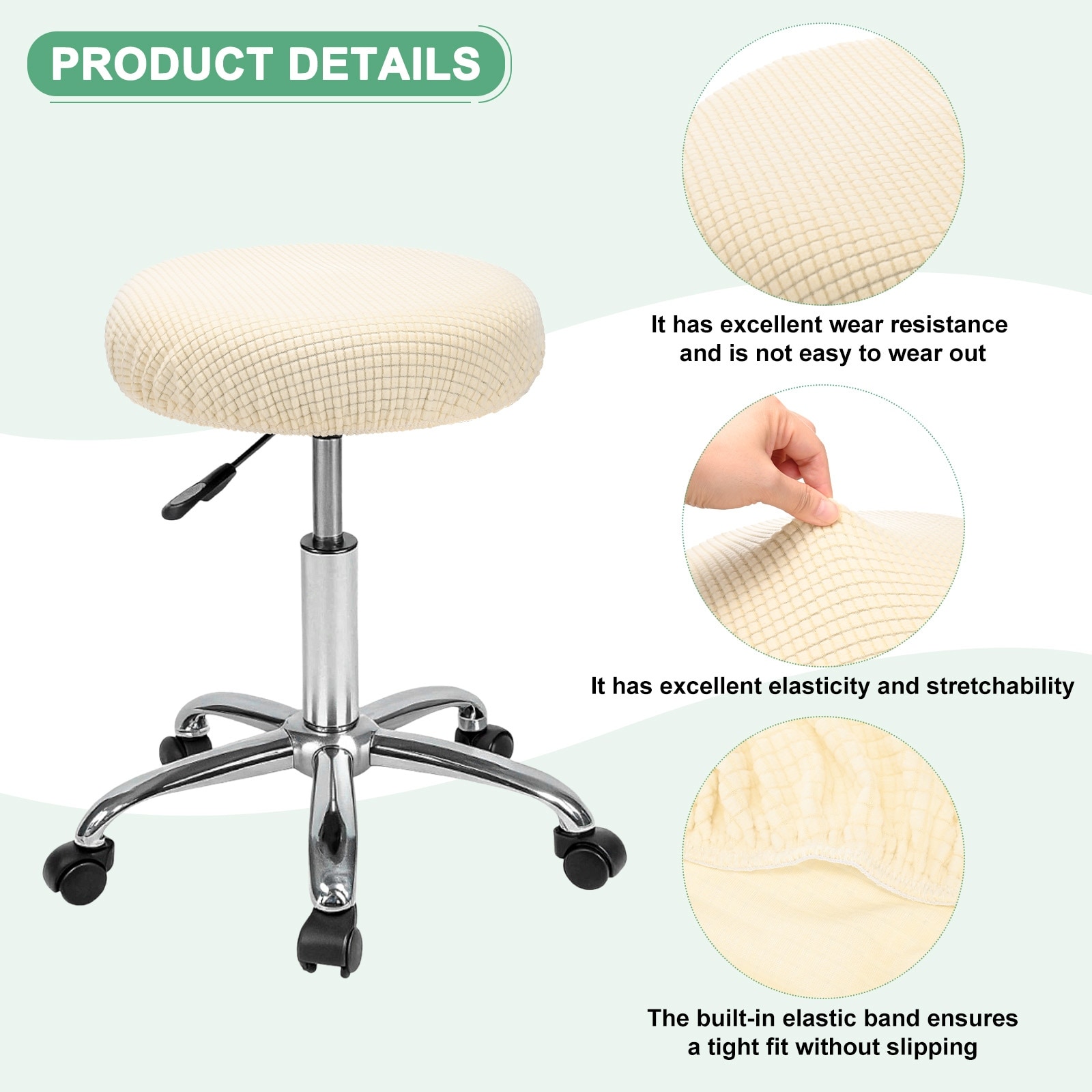 Bar Stool Covers Round Polyester Corn Grid Seat Covers with Elastic Bands