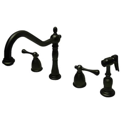 Kingston Brass English Country Widespread Kitchen Faucet with Metal