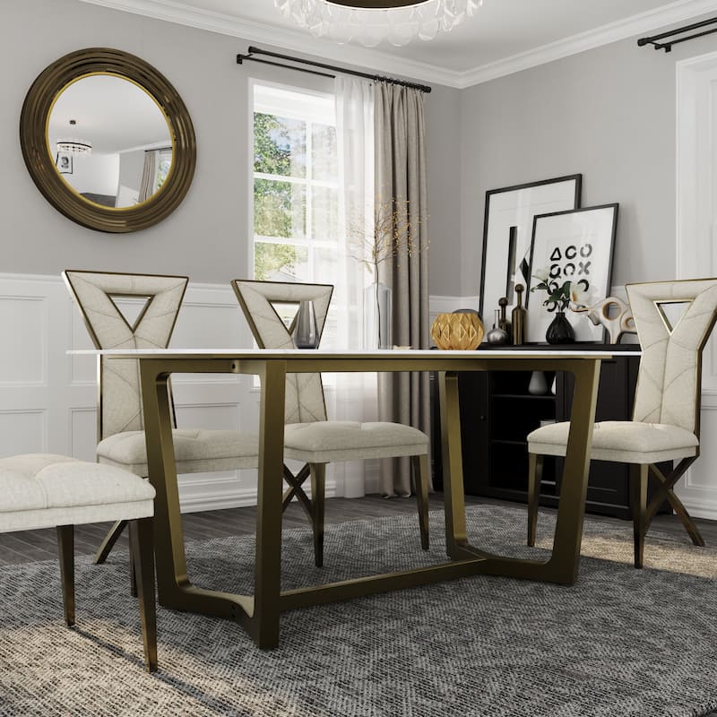 Brushed Bronze Dining Table Set