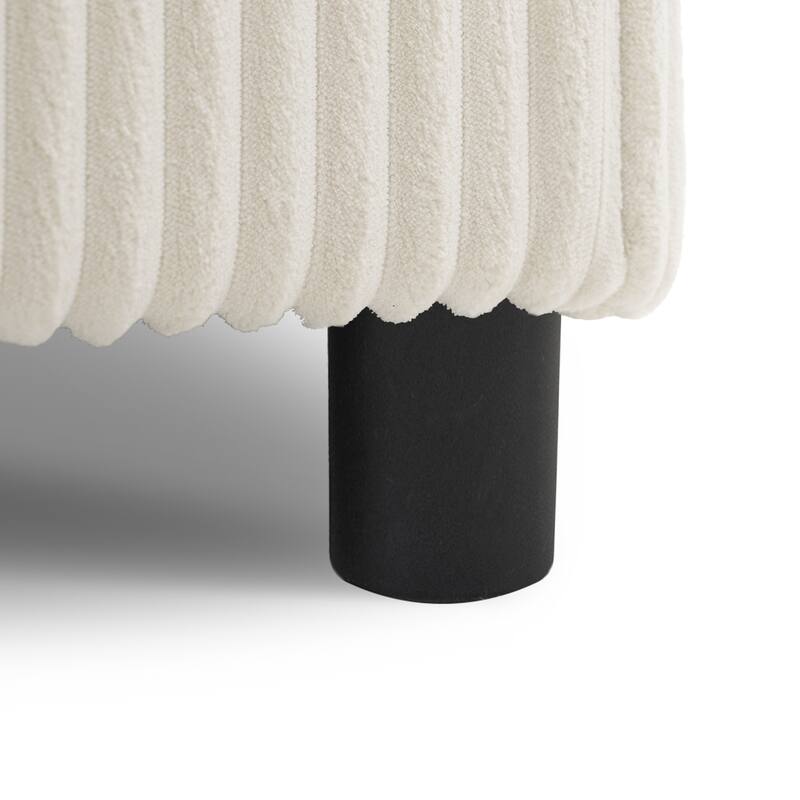 Corduroy Sectional Sofa With Bluetooth Speakers,L Shaped Couch With Console,Usb Charger,Cup Holders,Storage,Ottoman