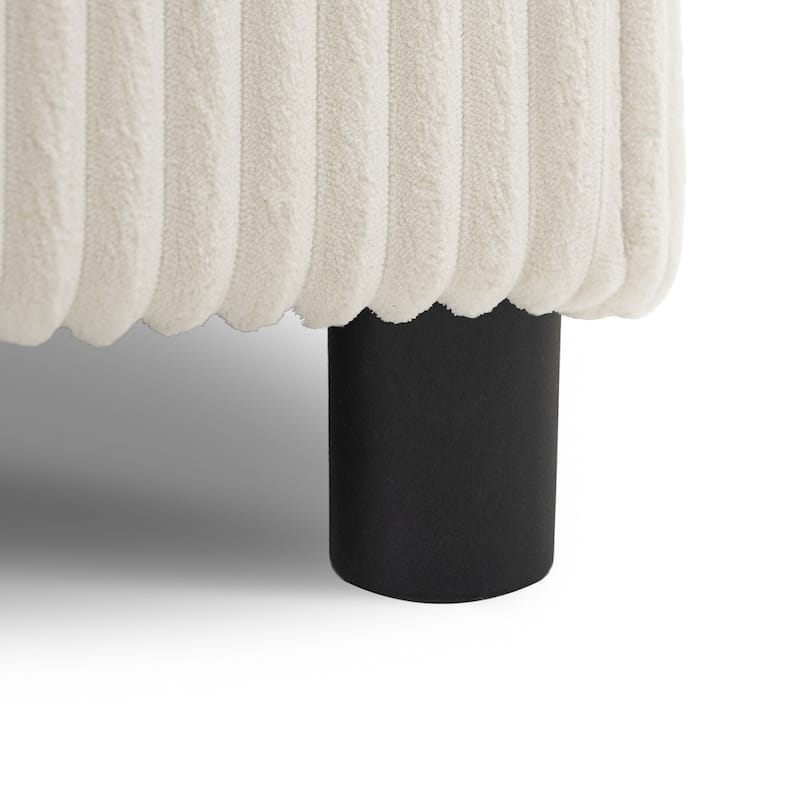 Roomfitters 141.5" Corduroy Sectional Sofa, U Shaped Couch with Console, Deep Wide Seat, Ottoman, Cream