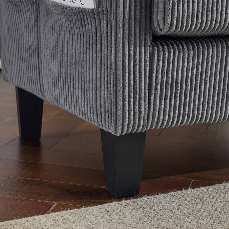 68.5'' W 3-Seat Square Arm Corduroy Couch with Storage Ottoman