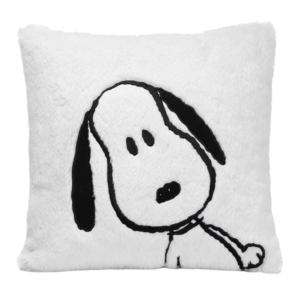 slide 2 of 5, Lambs & Ivy Classic Snoopy White/Black Furry Decorative Nursery Throw Pillow