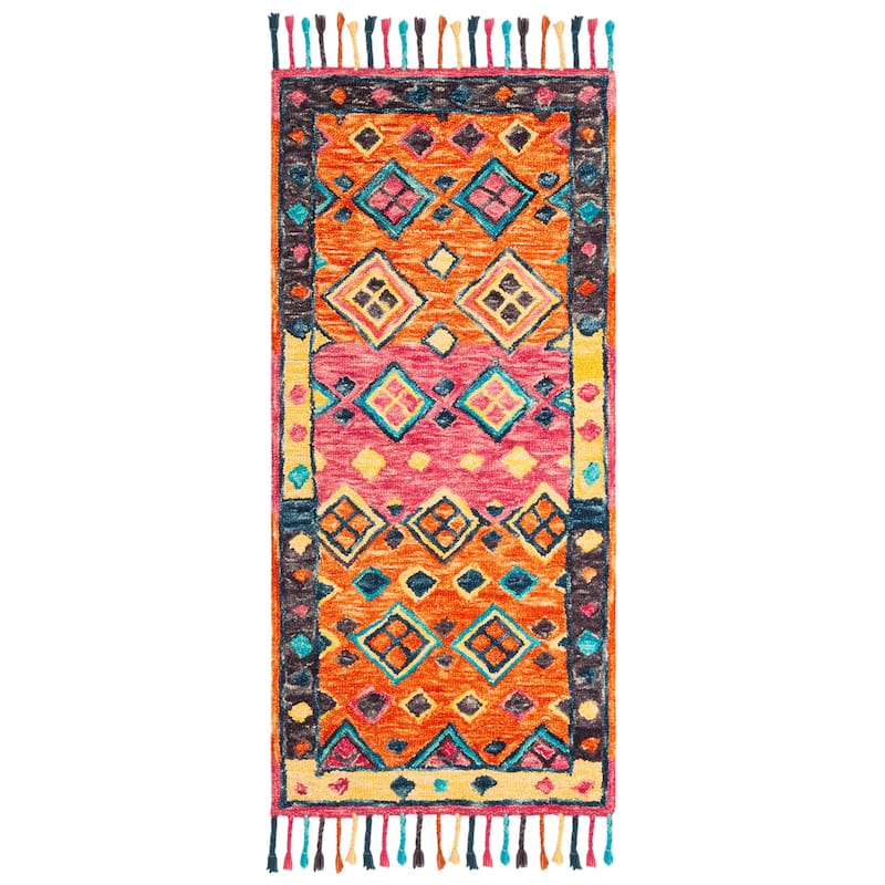 SAFAVIEH Handmade Aspen Dona Boho Tribal Wool Rug - 2'3" x 4' - Orange/Fuchsia - Rectangle