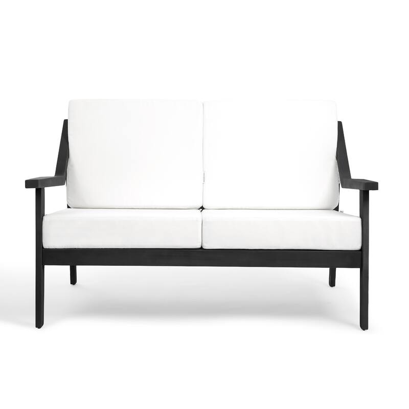 Outdoor Teak Wood Slat Back Patio Loveseat Sofa