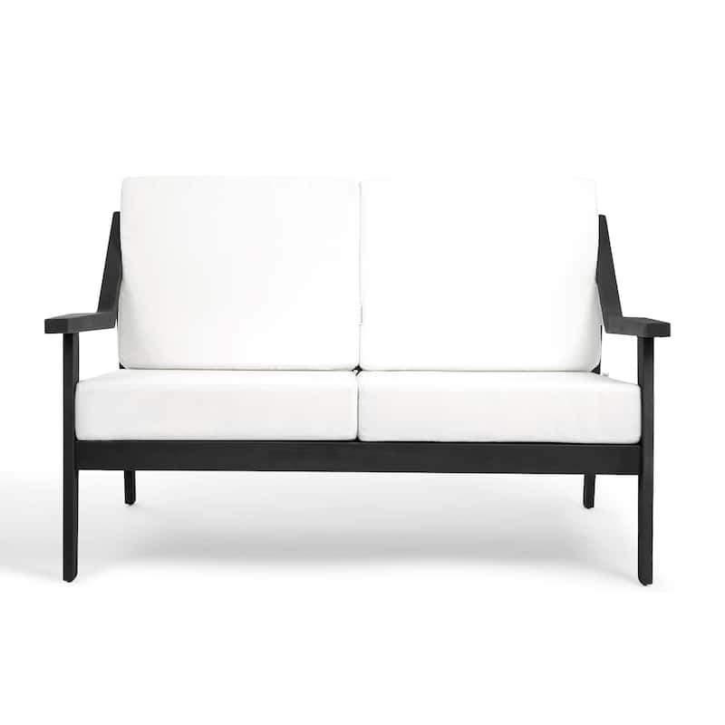 Outdoor Wood Teak Patio 2 Seater Loveseat with Cushion