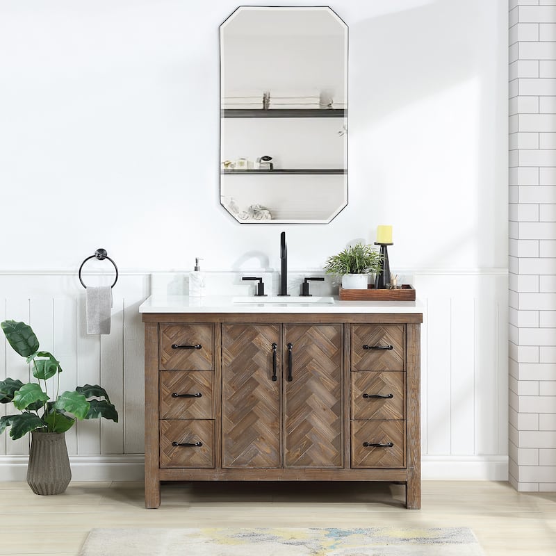 Javier Bath Vanity with Composite Stone Top and Mirror