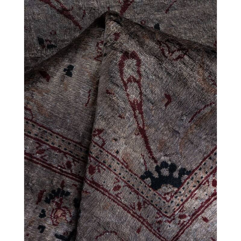 Overton Hand Knotted Wool Vintage Inspired Modern Contemporary Overdyed Gray Runner Rug - 2' 6" x 11' 6"