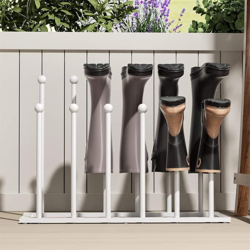 Free Standing Shoe Racks - White Metal Boot Rack