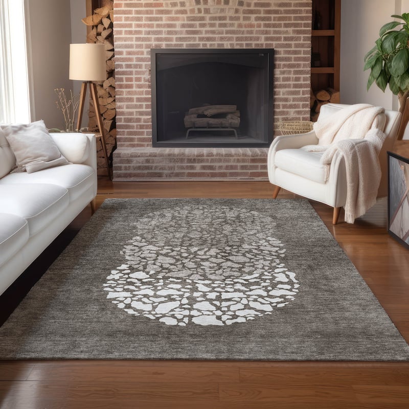 Machine Washable Indoor/ Outdoor Chantille Modern Mosaic Rug - Taupe - 10' x 14'