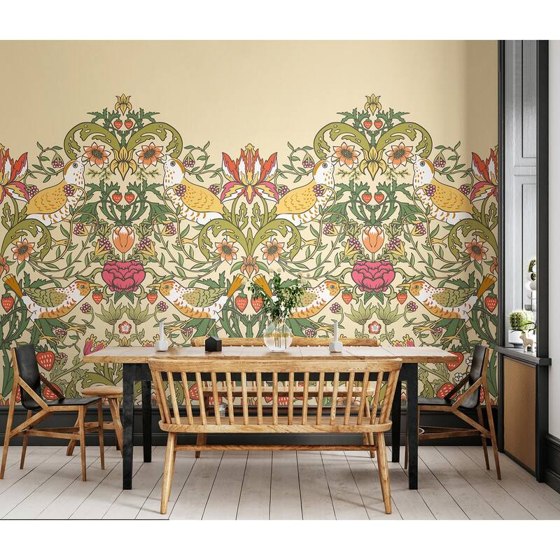 Brewster Origin Murals Birds, Fruit and Foliage Yellow Wall Mural - N/A