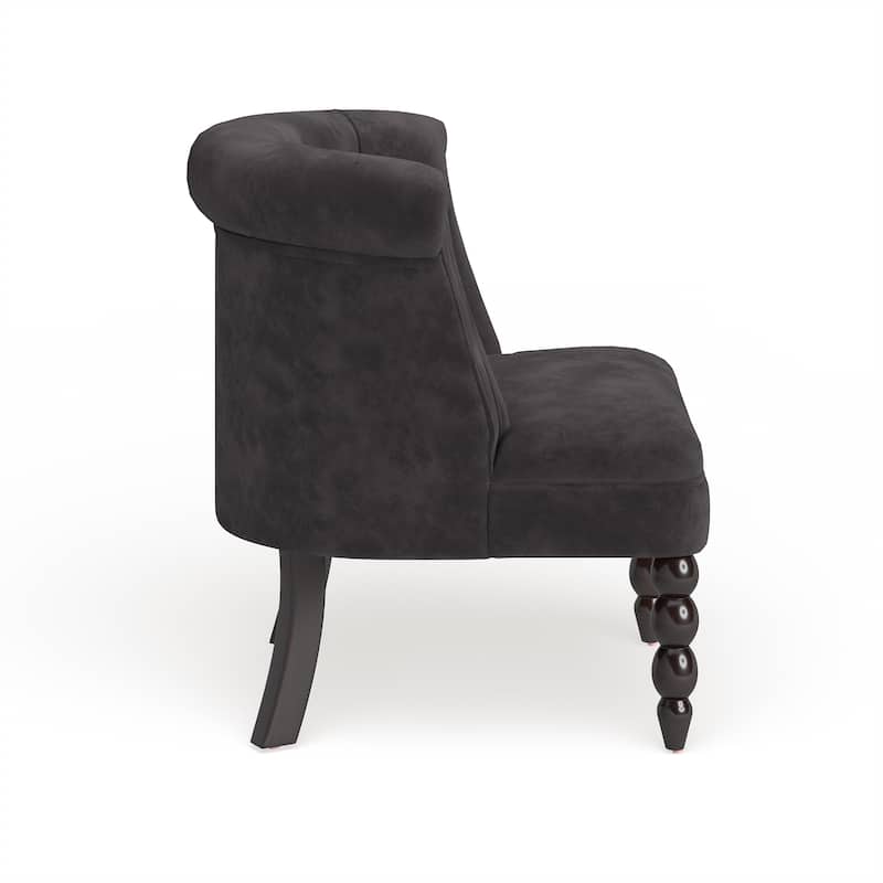 Silver Orchid Heston Victorian Style Contemporary Black Velvet Upholstered Accent Chair
