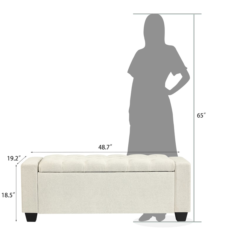 Adeco Rectangle Storage Ottoman Bench for Living Room, Bedroom