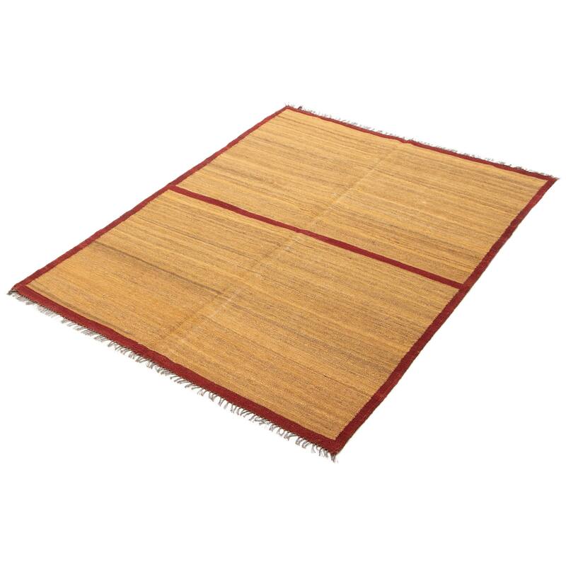 ECARPETGALLERY Flat-Weave Natural Light Brown Wool Tapestry Kilim - 6'2 x 6'10