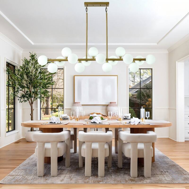 55in Modern Linear Chandeliers Large Pendant Lights Kitchen Island Lighting 16-Light Mid Century Sputnik Chandeliers
