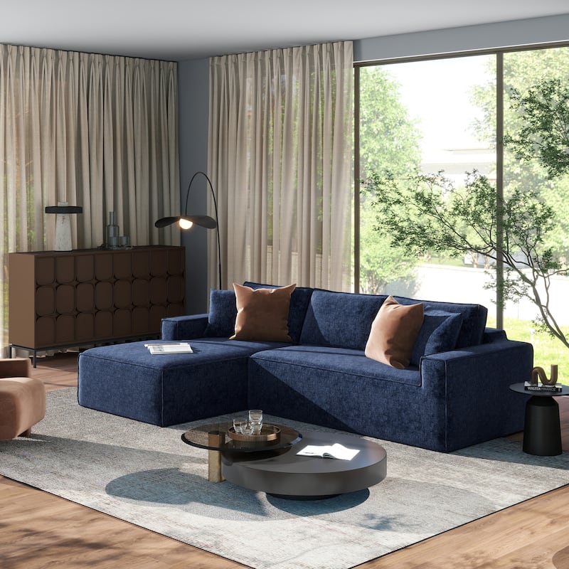 Brenley 110.5" Sofa-in-a-Box Chenille Upholstered Frameless 2-Piece Sectional Sofa