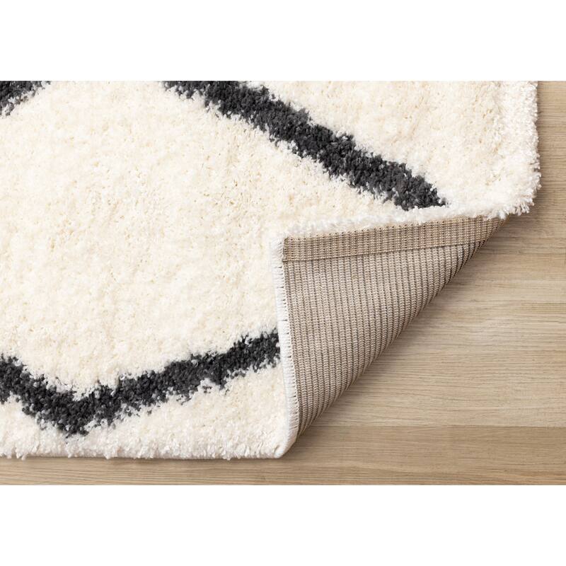Fairmont Collection - Cream Grey Trellis Shag Area Rug
