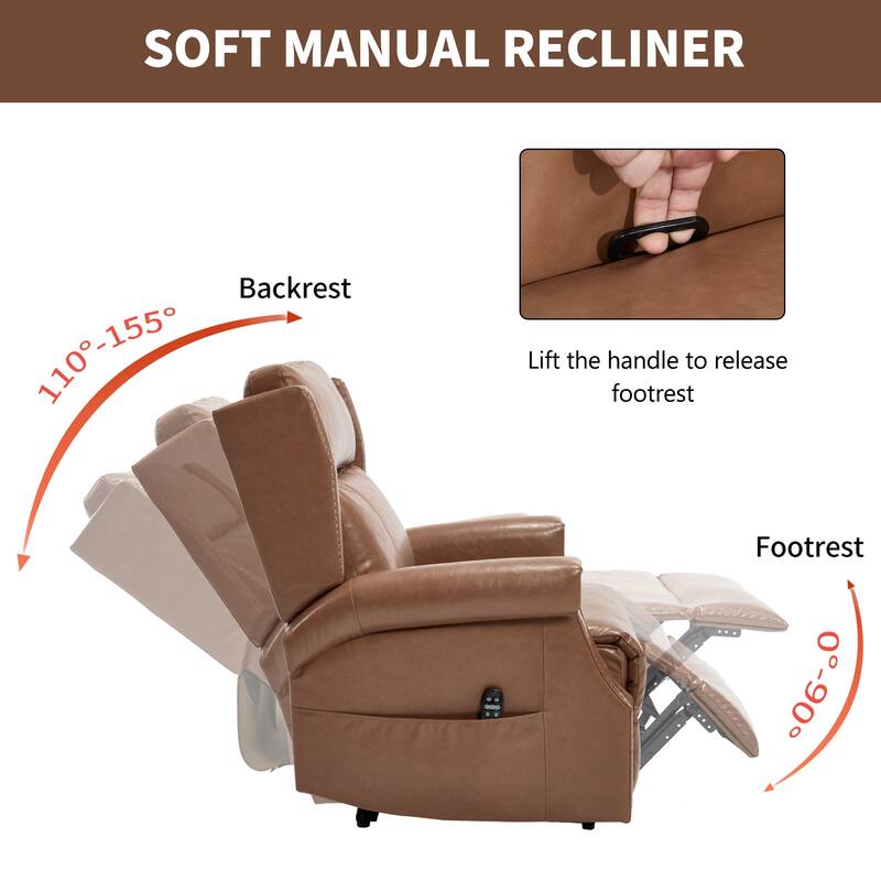 Faux Leather Recliner with 155 Degree Recline and 8 Vibration Nodes