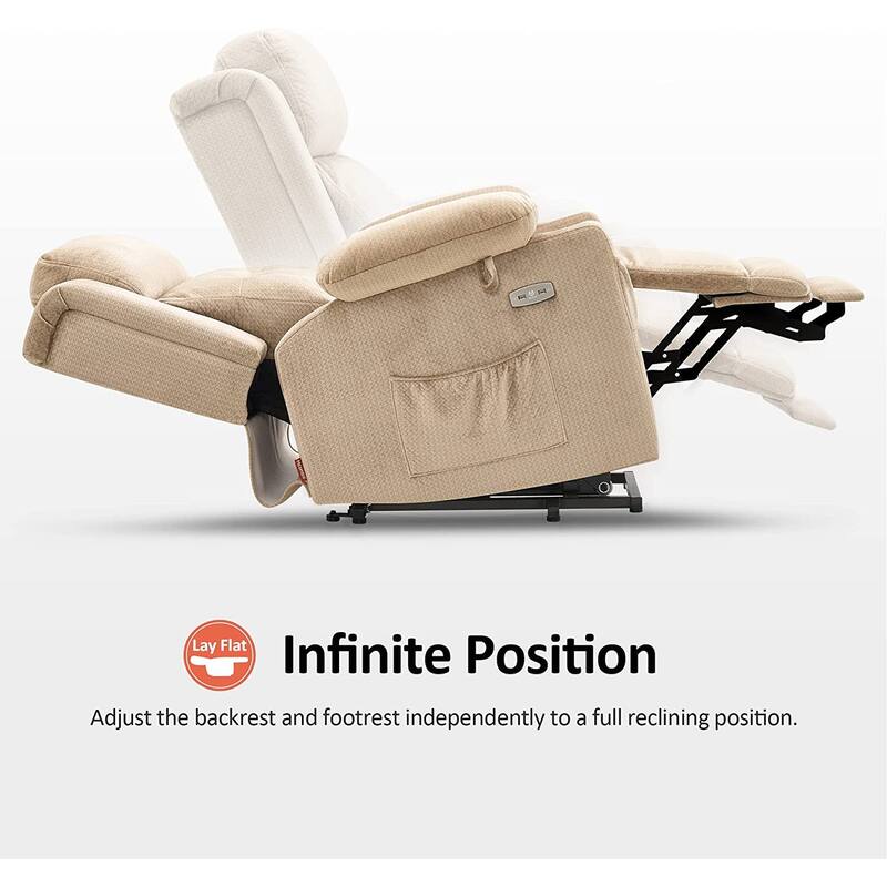 MCombo Lay Flat Lift Recliner with Power Headrest for Small Elderly People, Infinite Position Lift Chair, Fabric 7660