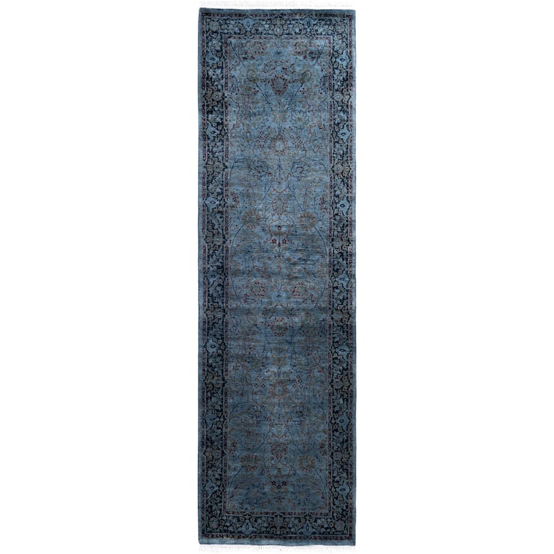 Overdyed One-of-a-Kind Hand-Knotted Runner Rug - Gray - 2' 5" x 8' 5"