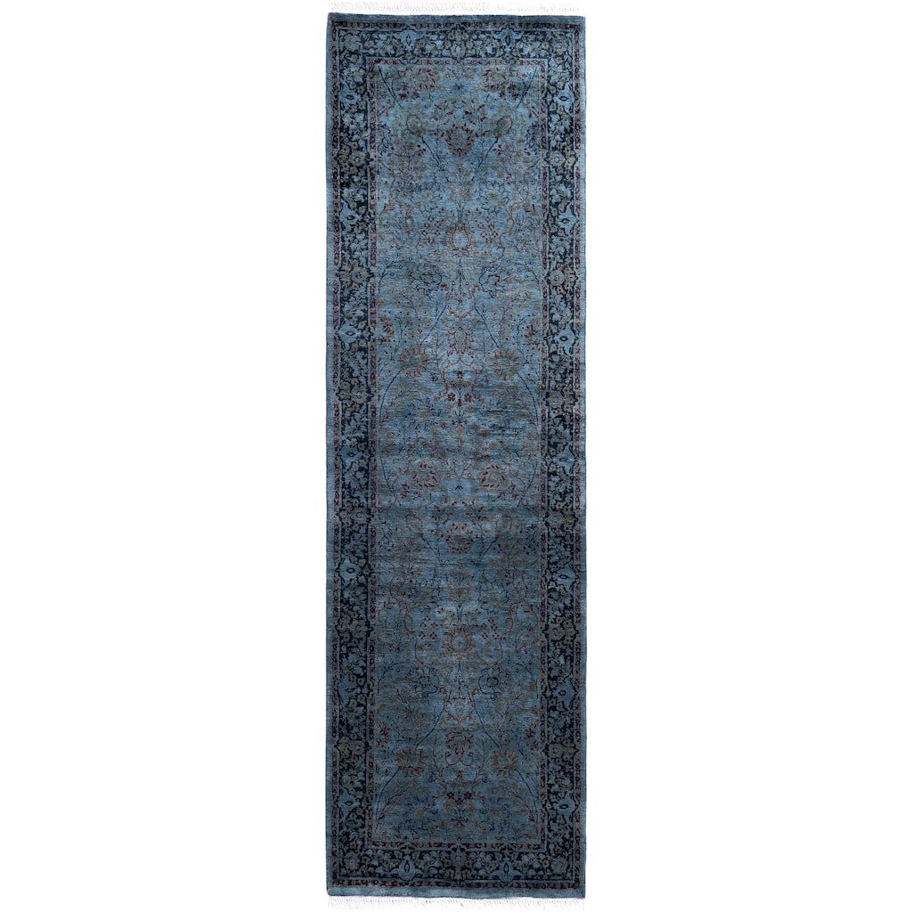 Overdyed One-of-a-Kind Hand-Knotted Runner Rug - Gray - 2' 5" x 8' 5"