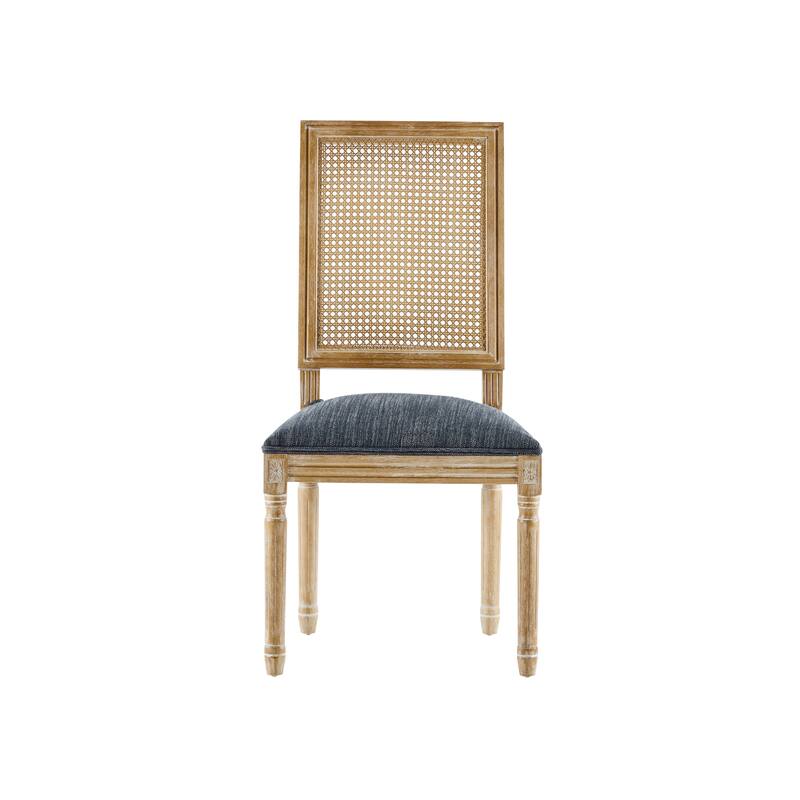 Modern 2 Piece Rattan Dining Chair with Backrest Cushions Wooden Legs for Dining Room Kitchen Living Room Bedroom