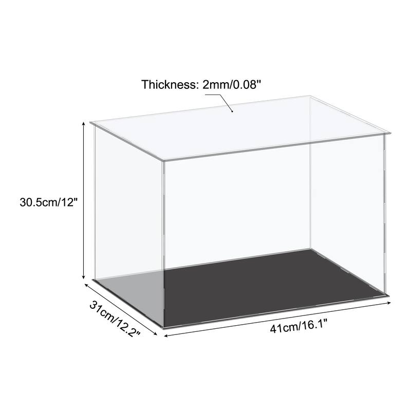 Acrylic Display Case Plastic Box Cube Storage Small Dustproof Showcase - 16.1x12.2x12 Inch
