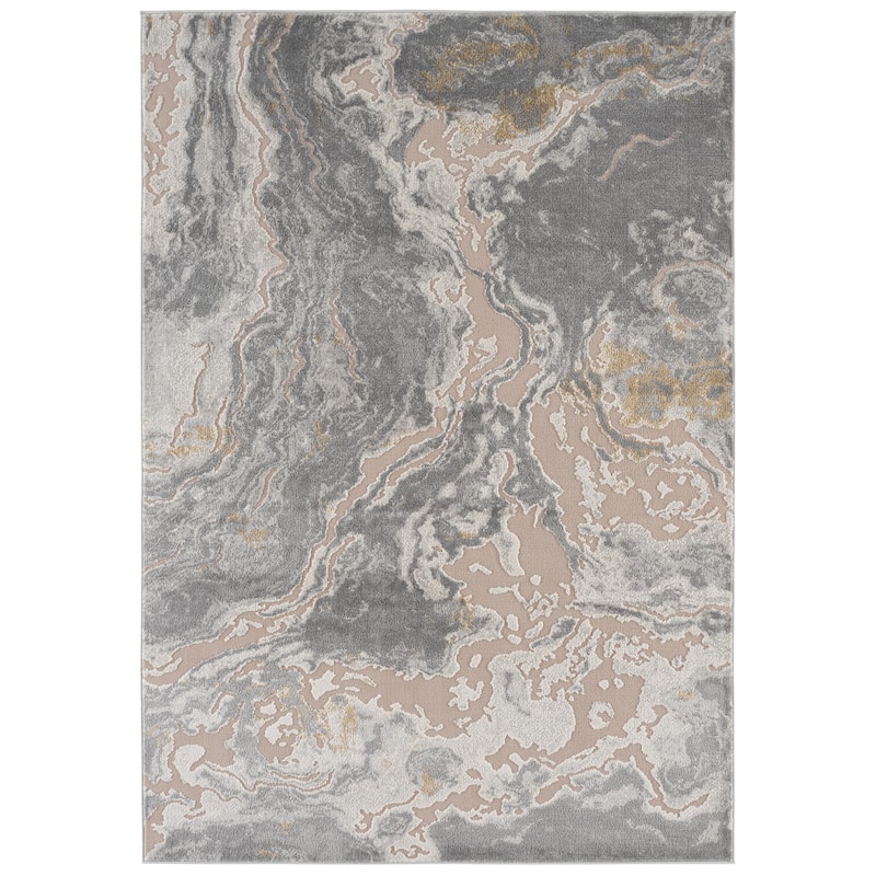 SAFAVIEH Palma Desolina Modern Abstract Area Rug - Grey/Gold - 5'3" x 7'6"