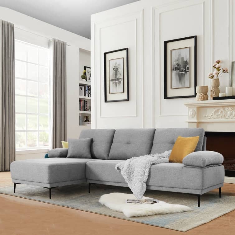DENOSEN Modern L-shape Fabric Sectional Sofa and Chaise