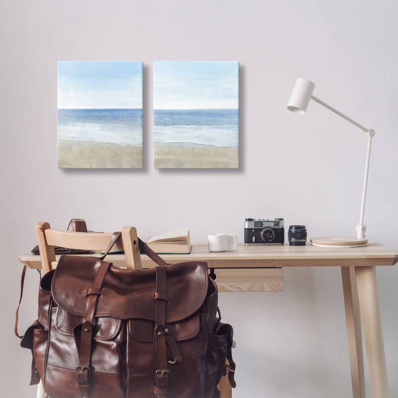 Stupell Coastal Seafoam Beach Waves Soft Tide Landscape, 2pc Multi Piece Canvas Wall Art Set - Beige