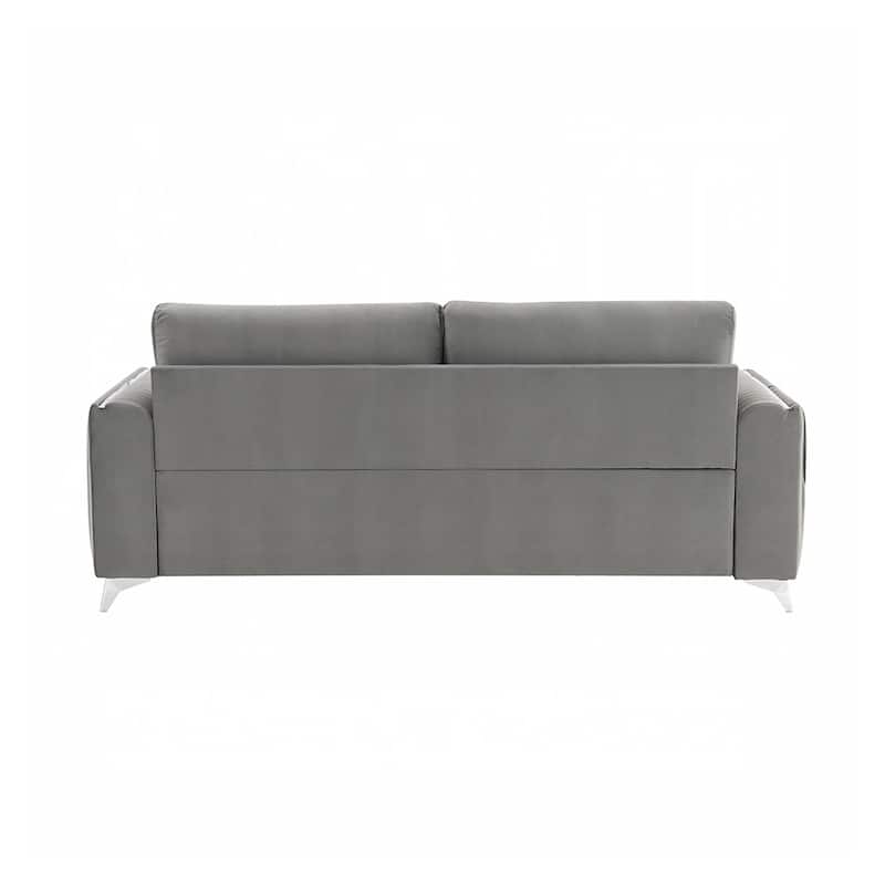 Velvet Upholstered Sofa with Metal Legs in Gray