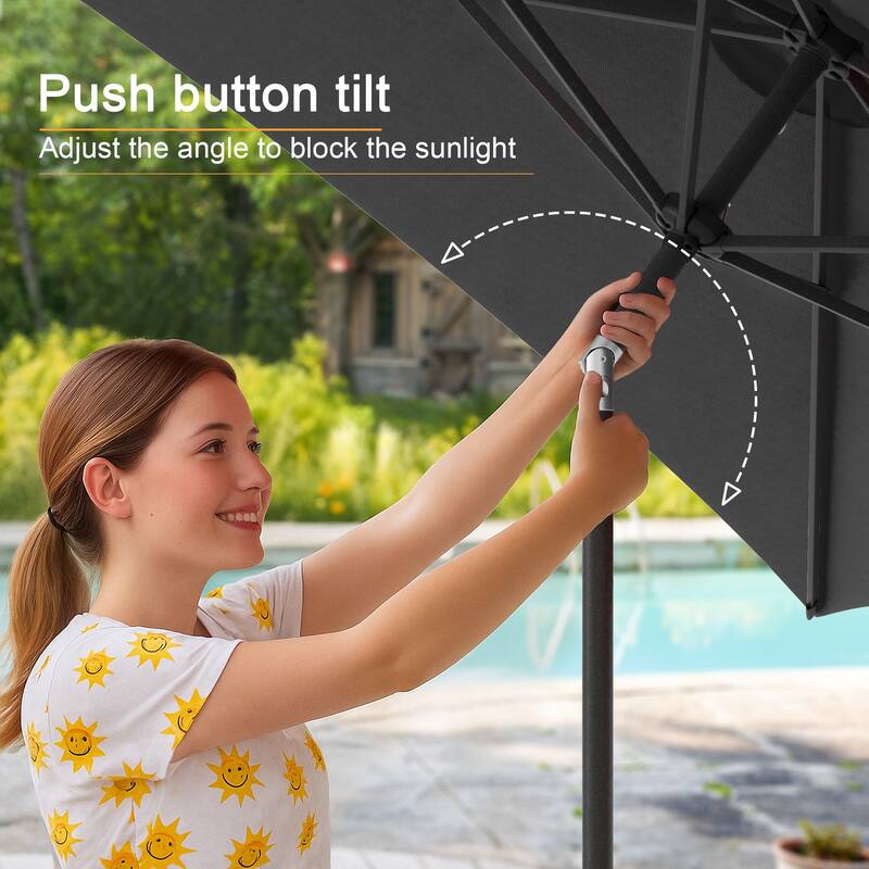LIVOOSUN 10 x 6.5ft Outdoor Market Patio Umbrella w/Tilt and Crank