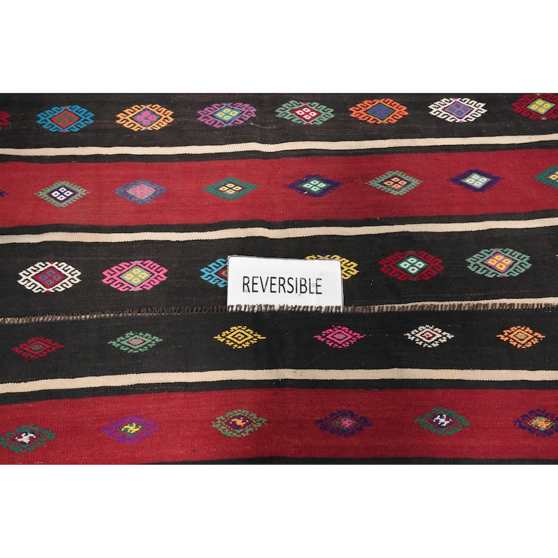Hand Woven Oriental 100% Wool Carpet Southwestern Tribal Red Kilim Area Rug - 10' 3'' X 5' 8''