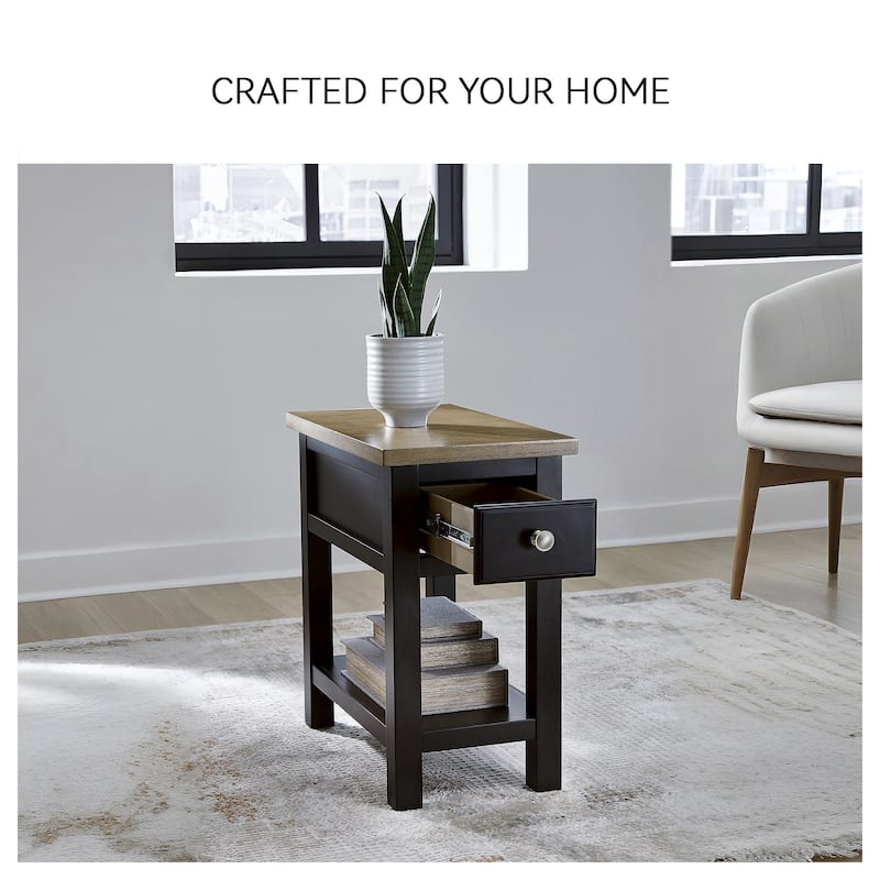 Signature Design by Ashley Drazmine Dark Brown/Light Brown Chair Side End Table - 14" W x 24.13" D x 24" H
