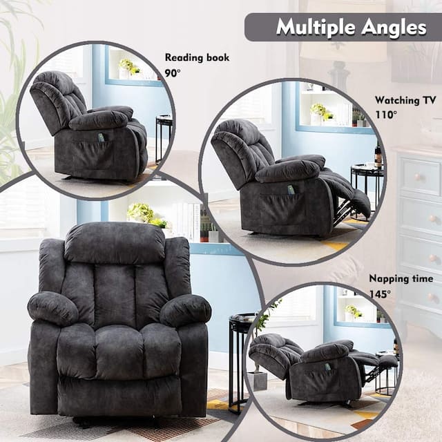 Soft Fabric Power Massage Chair Recliner with Manual Rocker Sofa