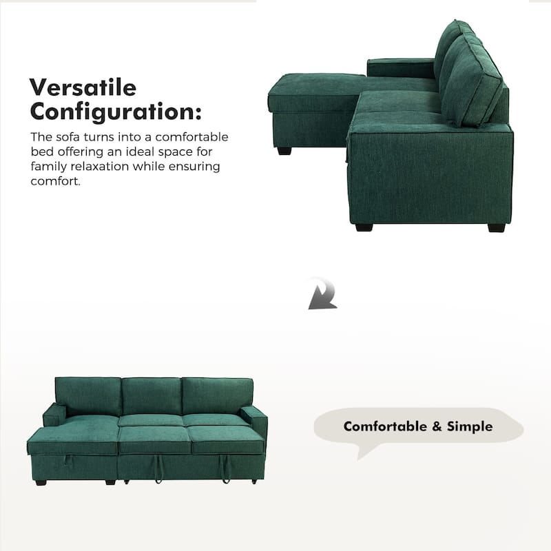 Badari Modern Pull Out Sleeper Sofa&Chaise with Storage by HULALA HOME