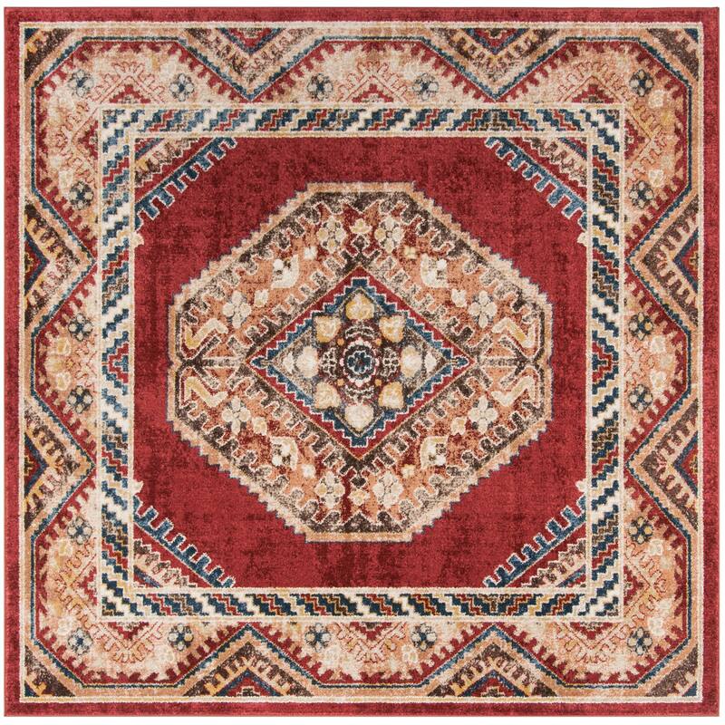 SAFAVIEH Bijar Corline Traditional Distressed Oriental Rug - 6'7" Square - Red/Rust