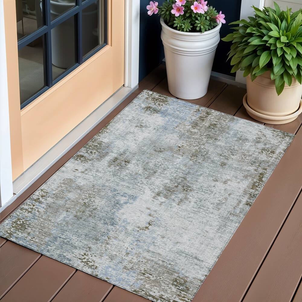 HomeRoots Abstract Transitional Rectangle Outdoor Rug
